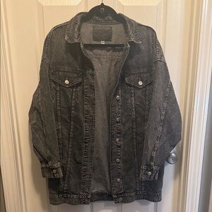 American Eagle Outfitters Gray Washed Denim Jacket Oversized Size Small